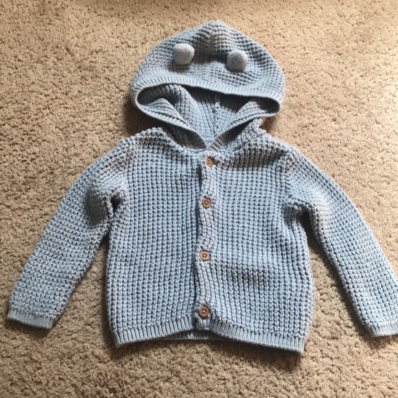 Carter’s Knitted Button Down Hooded Sweater Blue 9 Months - Picture 7 of 7
